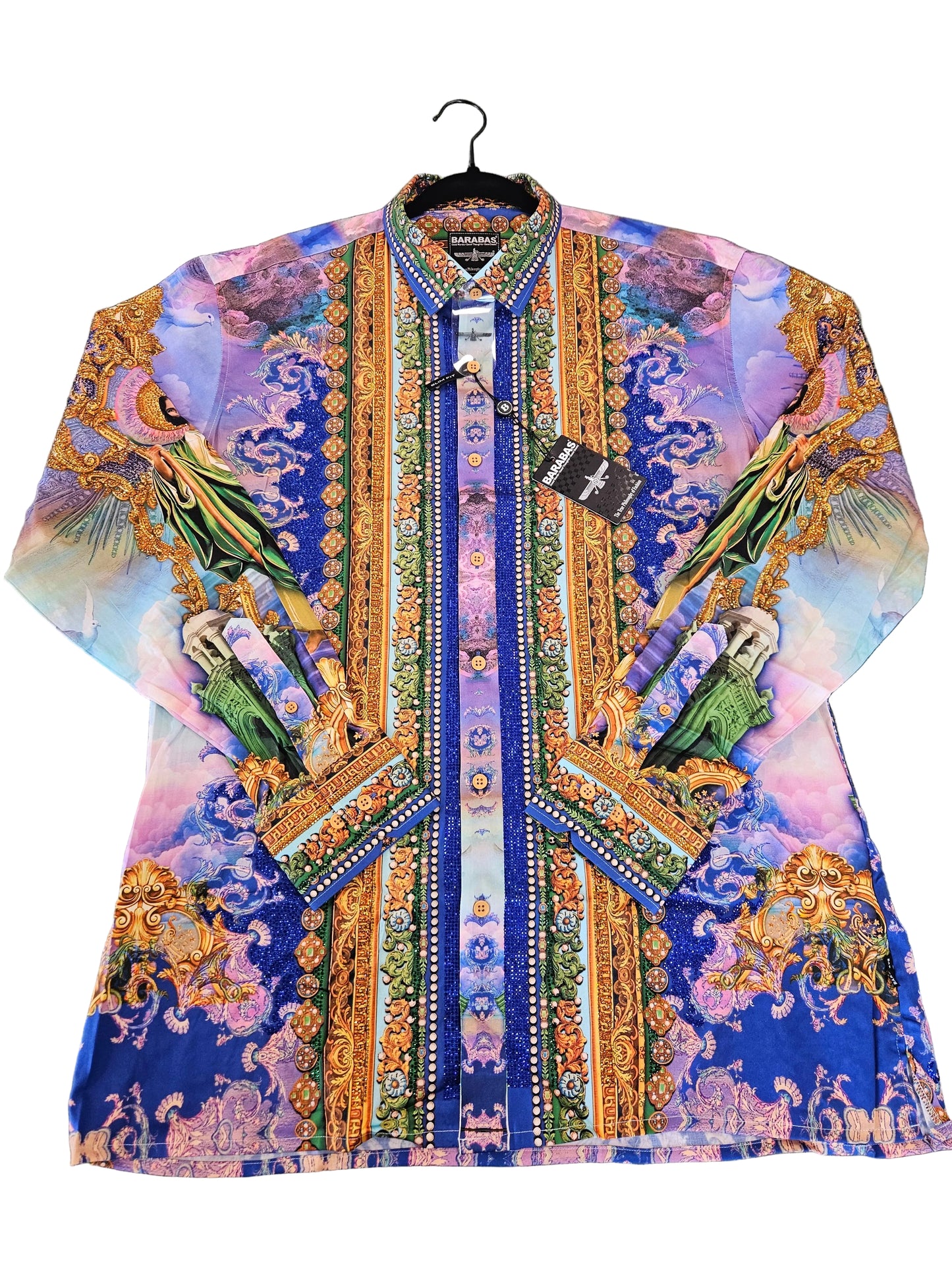 BARABAS Men's San Judas Tadeo Rhinestone Button-Up Shirt – Galgani Menswear