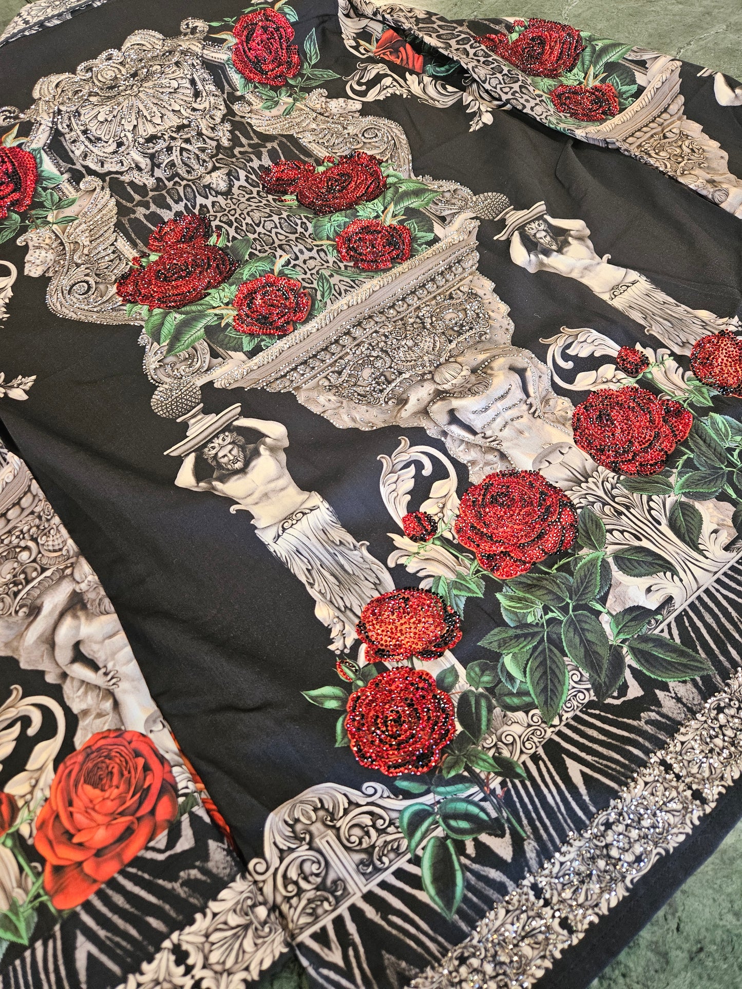 BARABAS Men's Black & Silver Red Rose Rhinestone Shirt – Galgani Menswear