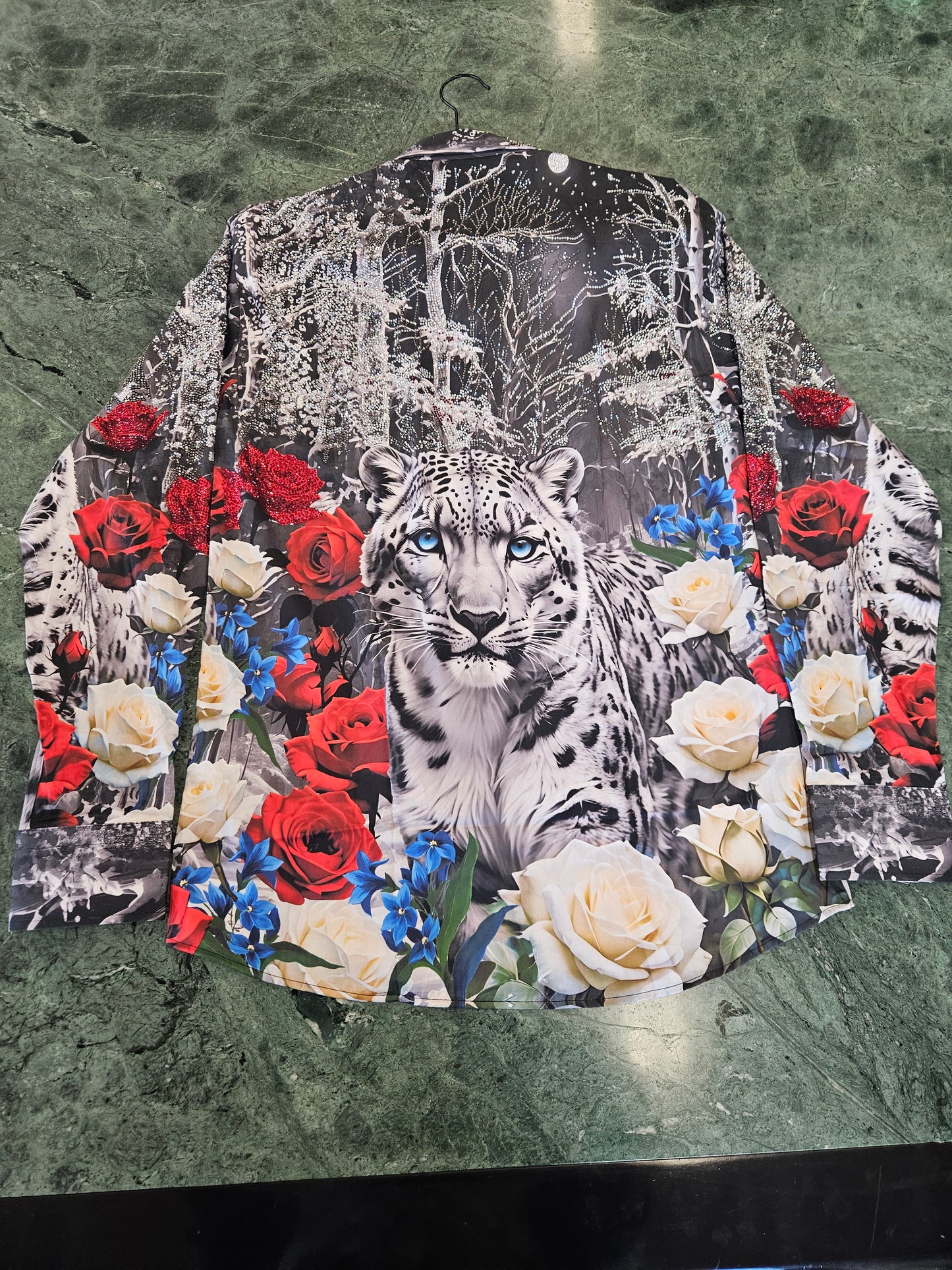 BARABAS Men's Rhinestone Tiger Floral Long Sleeve Shirt – Galgani Menswear