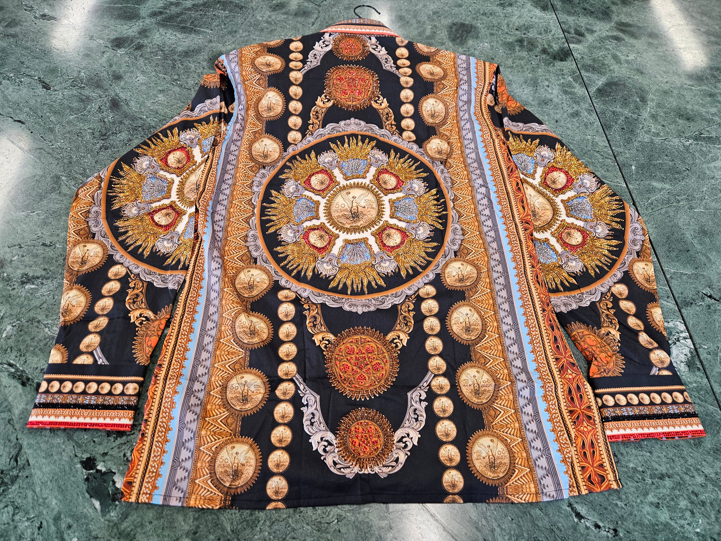 BARABAS Men's Gold Centenario Rhinestone Button-Up Shirt – Galgani Menswear