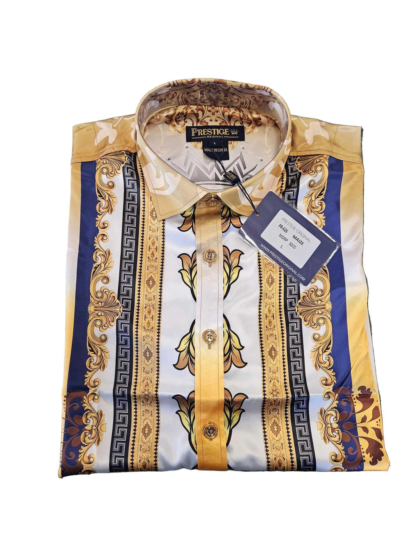 PRESTIGE Men's Baroque Print Short Sleeve Luxury Shirt – Galgani Menswear