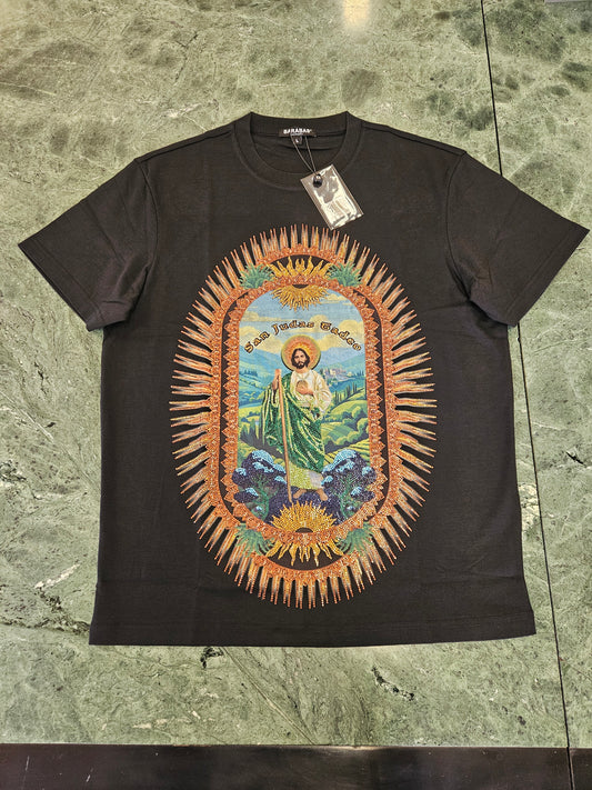 Barabas san judas tadeo black rhinestone tee shirt