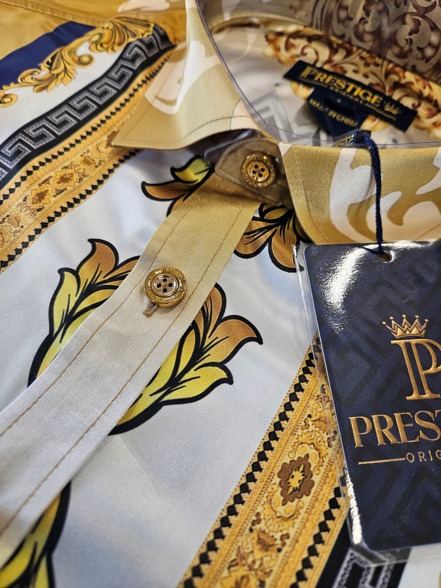 PRESTIGE Men's Baroque Print Short Sleeve Luxury Shirt – Galgani Menswear