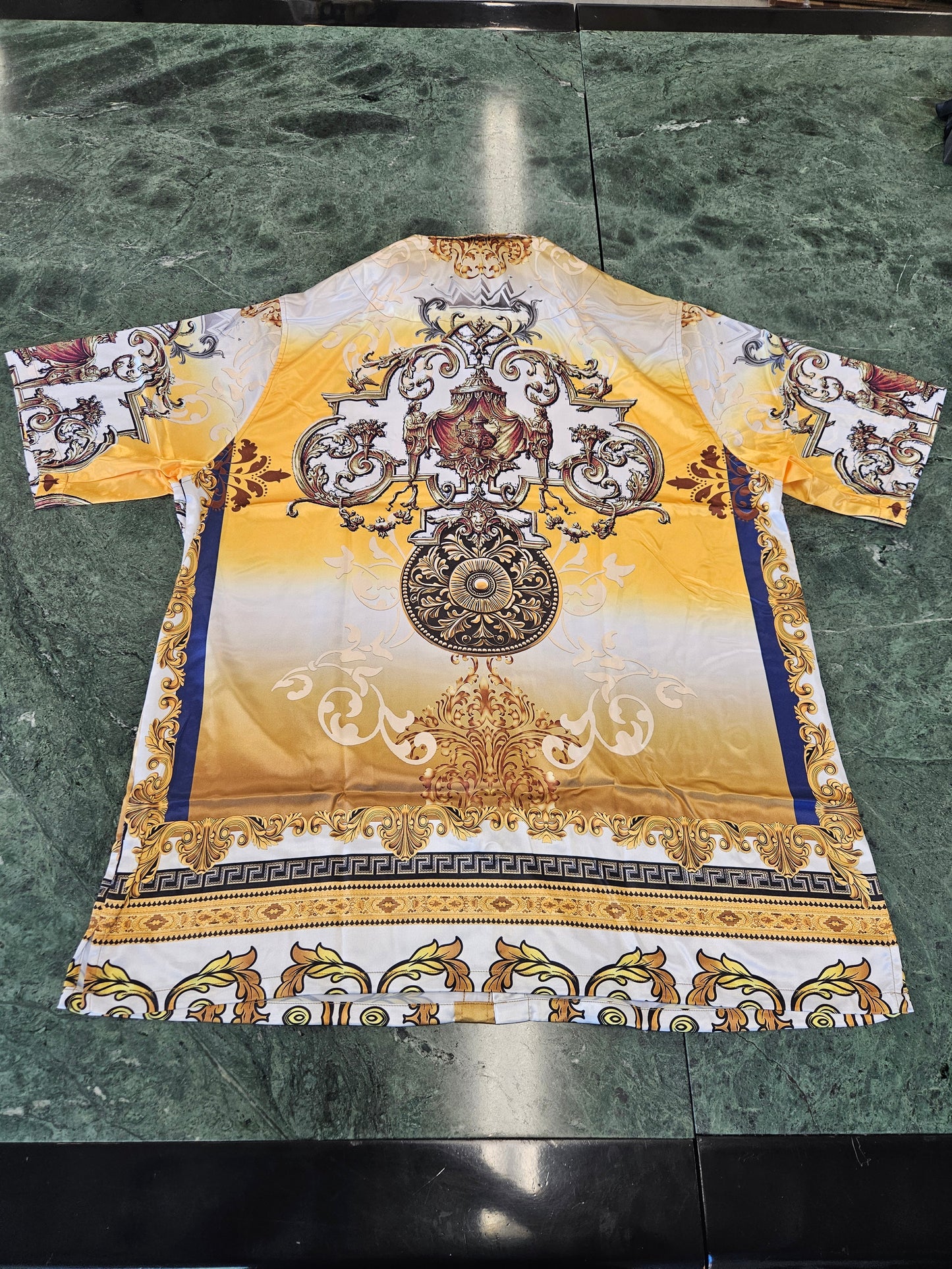 PRESTIGE Men's Baroque Print Short Sleeve Luxury Shirt – Galgani Menswear