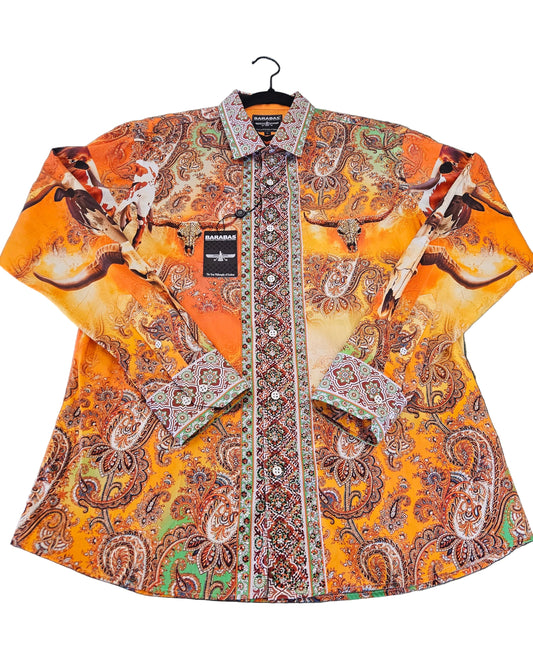 BARABAS Men's Bull Horn Western Rhinestone Shirt – Galgani Menswear