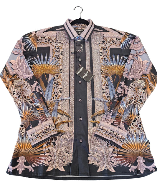 BARABAS Men's Rhinestone Floral Baroque Luxury Shirt – Galgani Menswear