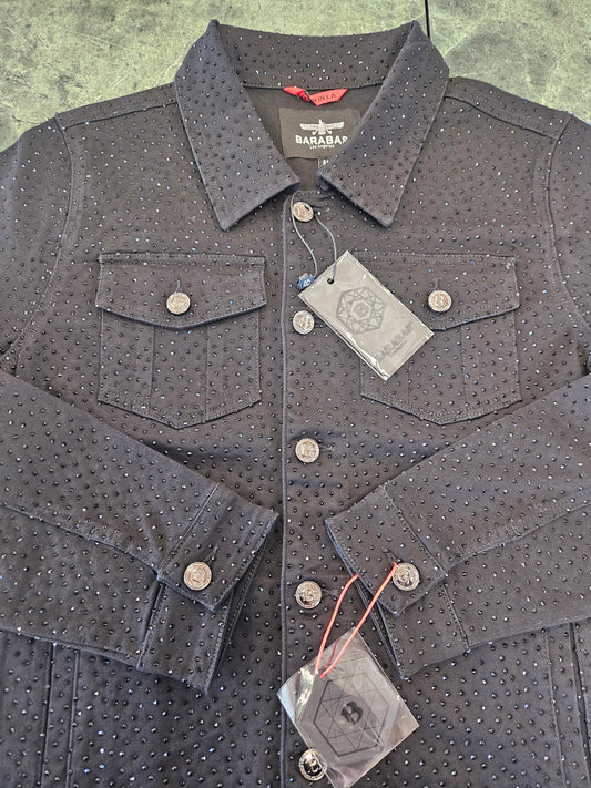 BARABAS Men's Dolorosa Rhinestone black denim jacket