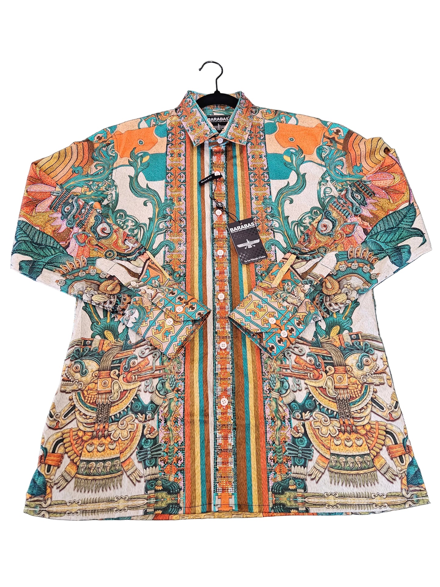 BARABAS Men's Aztec Geometric Rhinestone Button-Up Shirt – Galgani Menswear