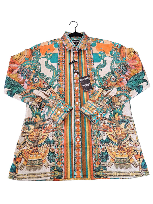 BARABAS Men's Aztec Geometric Rhinestone Button-Up Shirt – Galgani Menswear