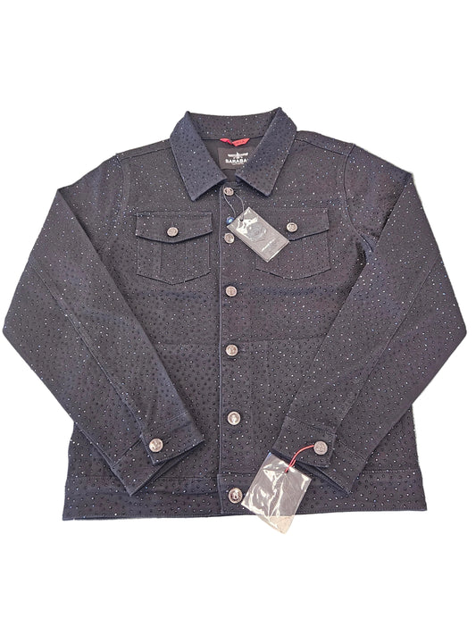 BARABAS Men's Dolorosa Rhinestone black denim jacket