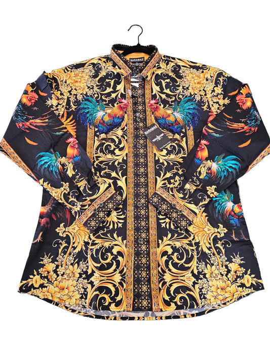 BARABAS Men's Black Rooster Rhinestone Long Sleeve Shirt – Galgani Menswear