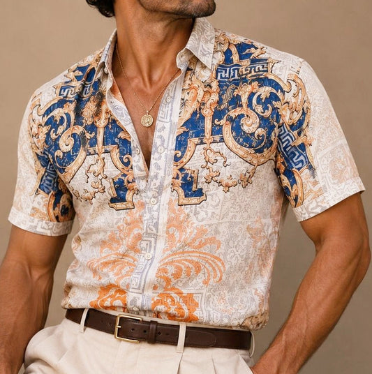 Prestige Lace Short-Sleeve Button-Up Shirt