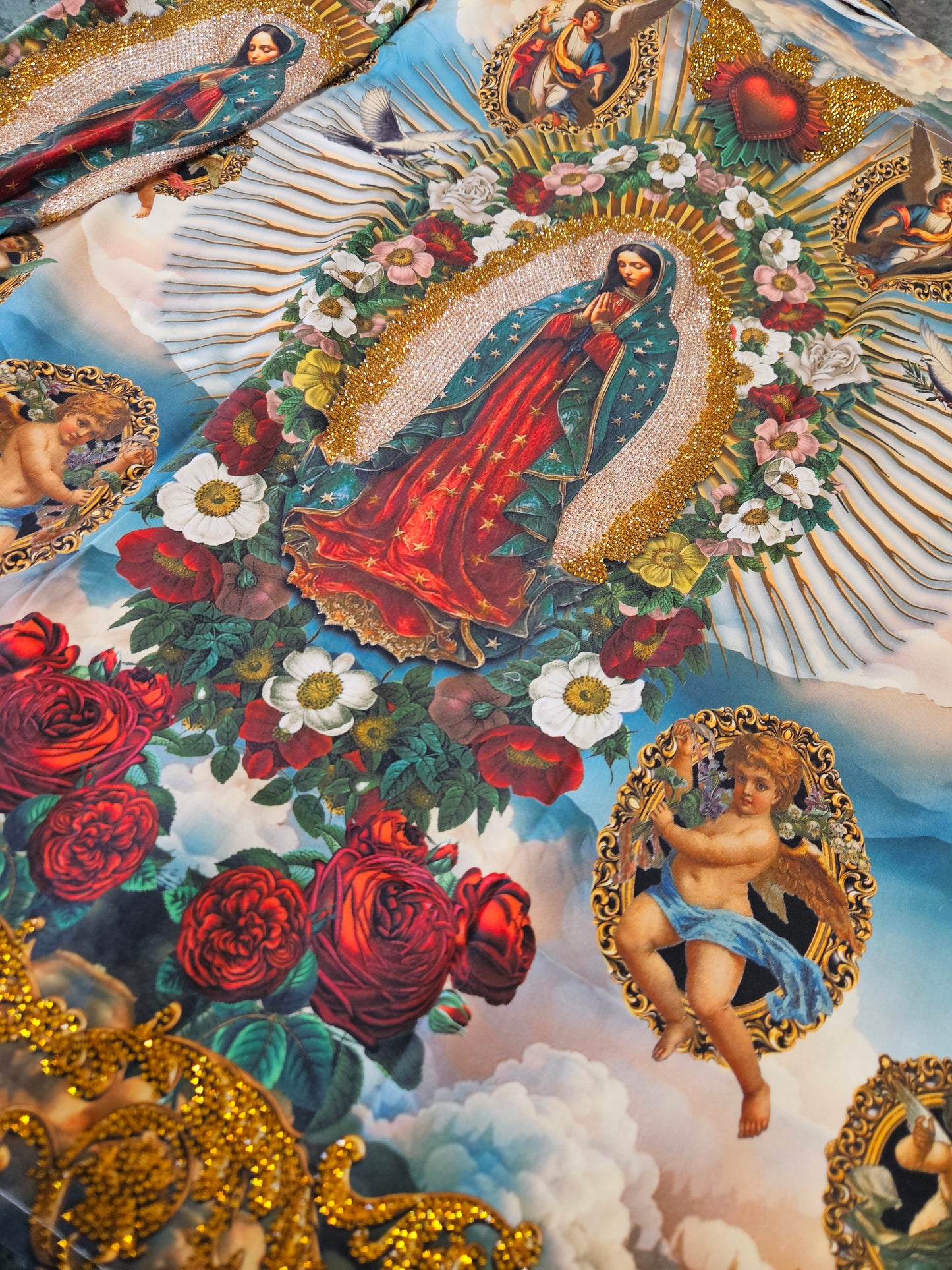 BARABAS Men's Virgen de Guadalupe Rhinestone Button-Up Shirt – Galgani Menswear