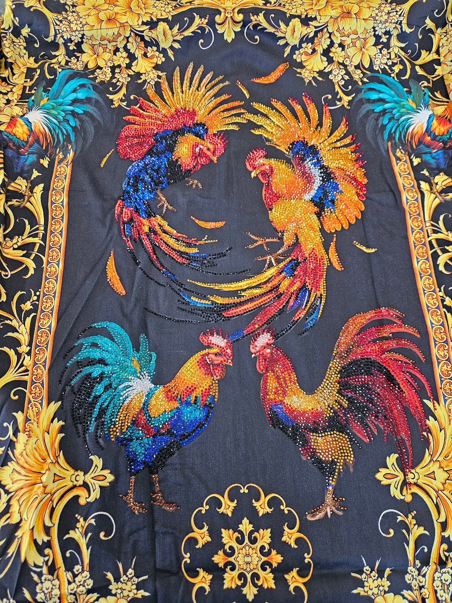 BARABAS Men's Black Rooster Rhinestone Long Sleeve Shirt – Galgani Menswear