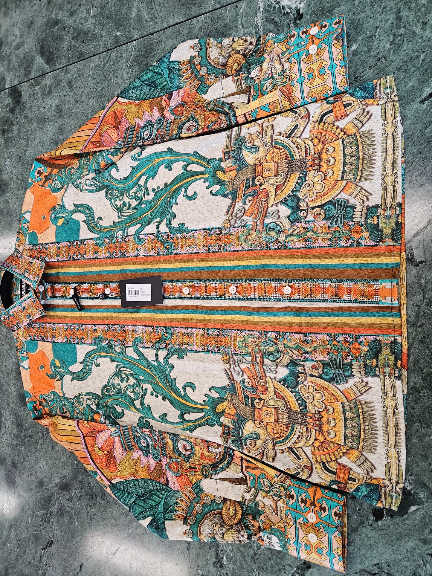 BARABAS Men's Aztec Geometric Rhinestone Button-Up Shirt – Galgani Menswear