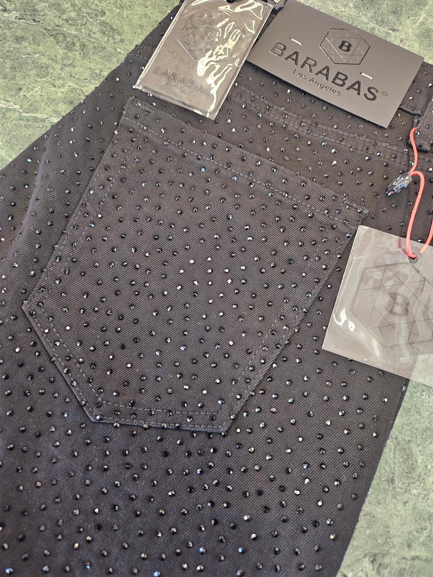 BARABAS Men's Dolorosa black denim Rhinestone jeans