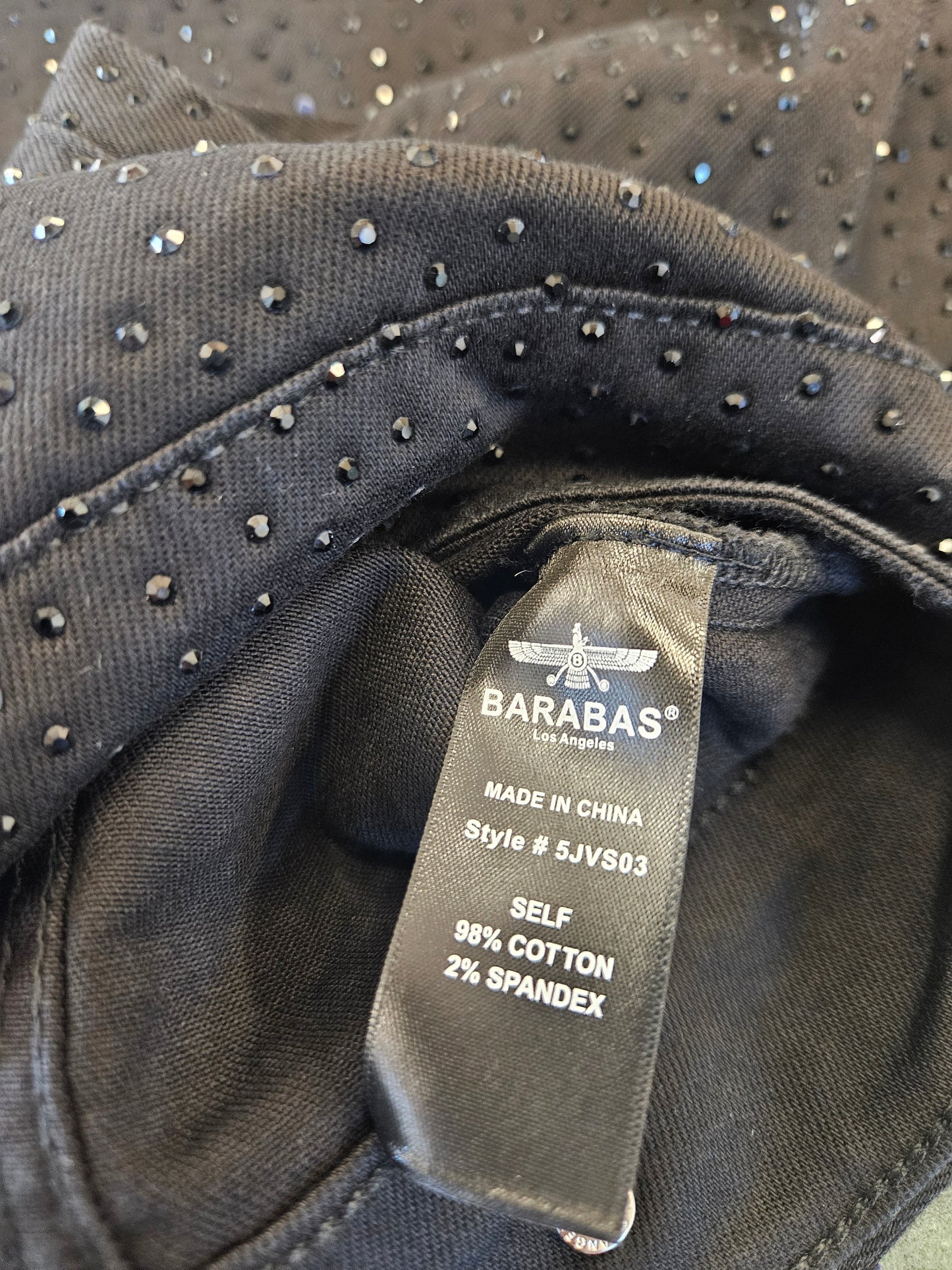 BARABAS Men's Dolorosa Rhinestone black denim jacket