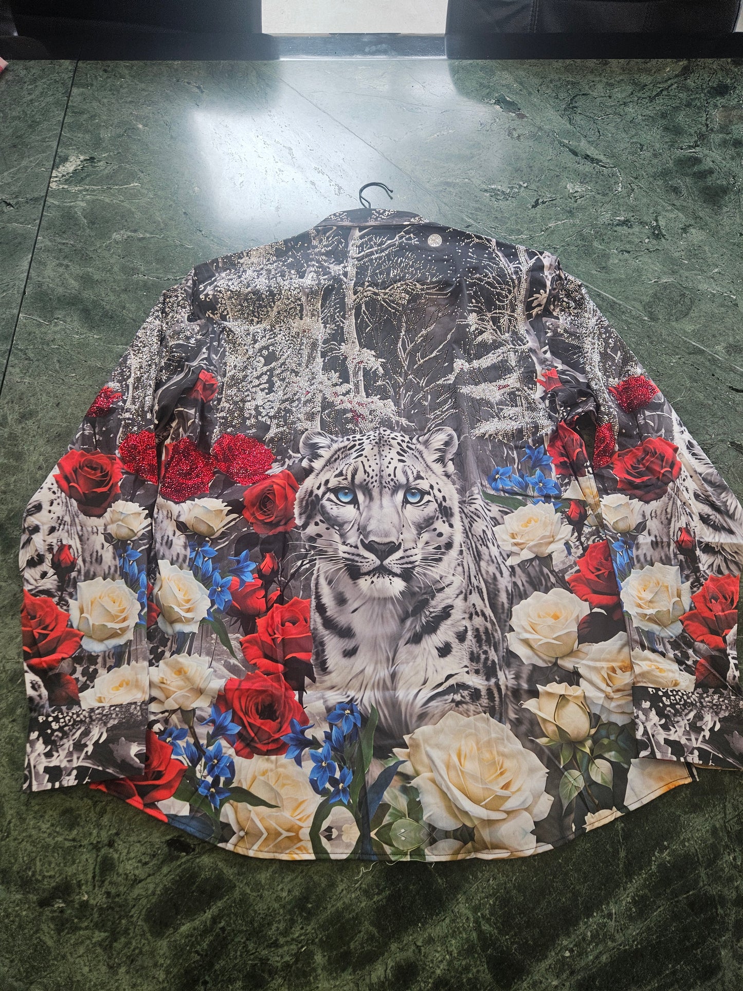 BARABAS Men's Rhinestone Tiger Floral Long Sleeve Shirt – Galgani Menswear