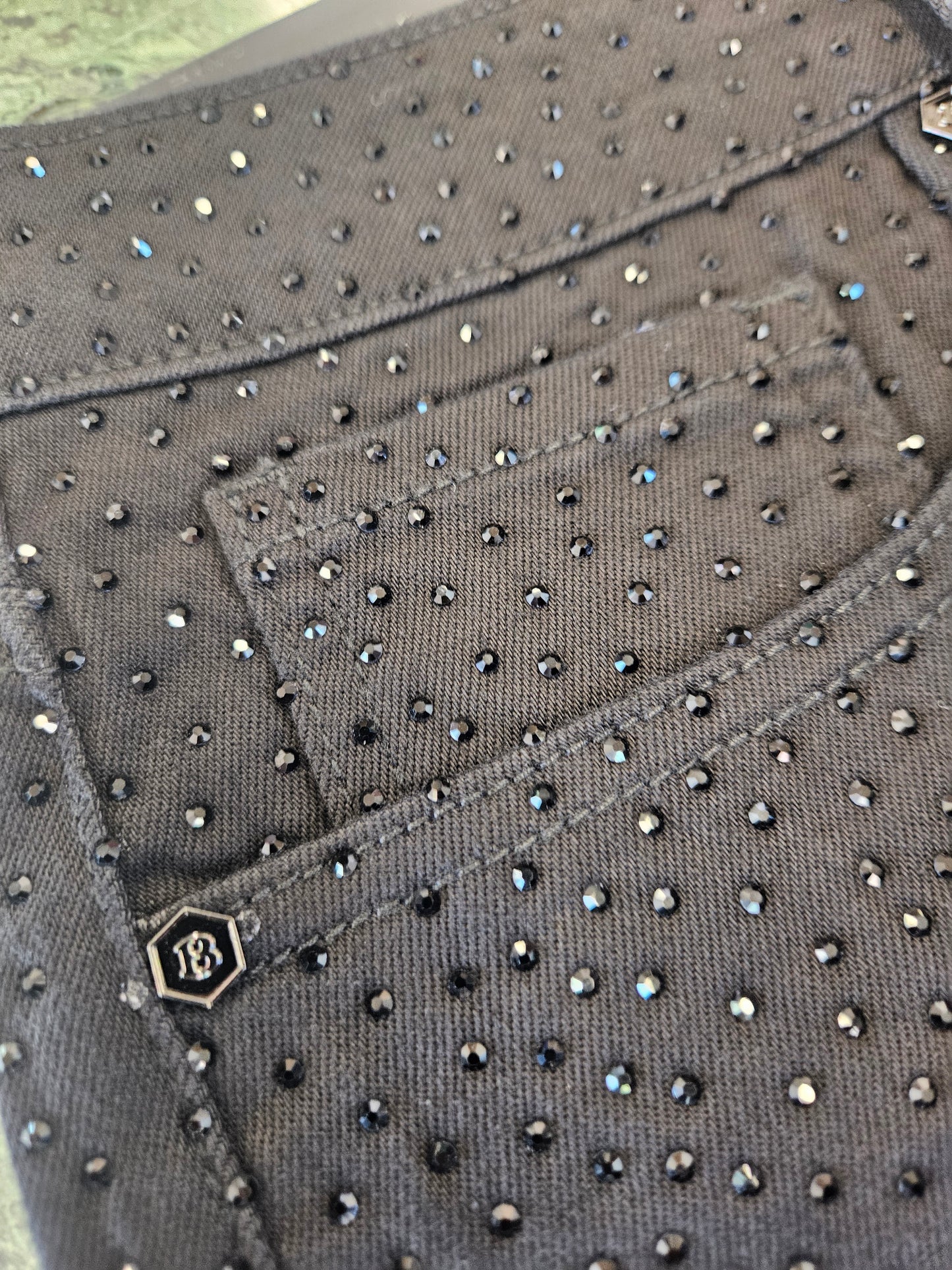 BARABAS Men's Dolorosa black denim Rhinestone jeans